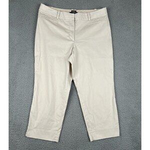Talbots The Perfect Crop Curvy Fit Cream Pants 12p Capri Pockets Chino Stretch